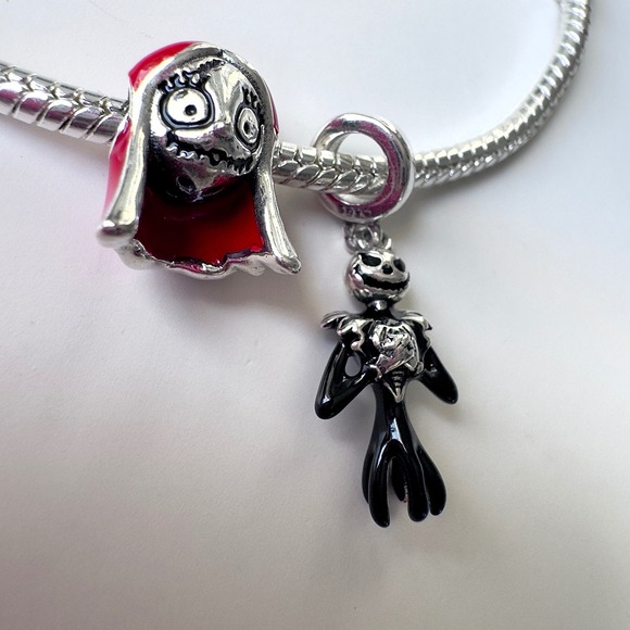 Nightmare Before Christmas Sally Jack Skellington Charm Bracelet Pandora Style - Picture 3 of 9